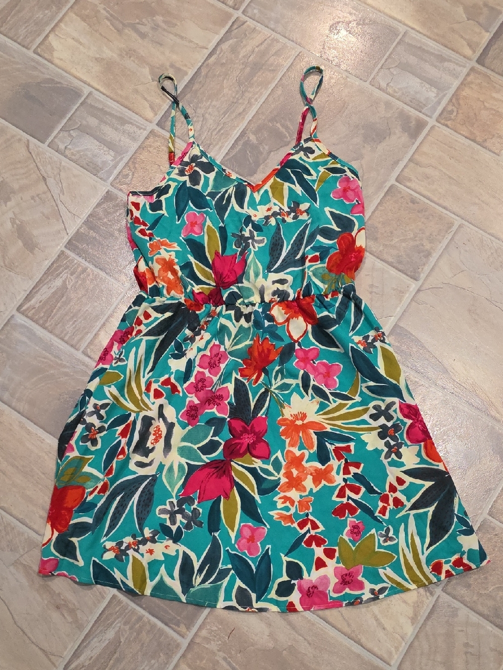 Tropical Floral Spaghetti Strap Sundress